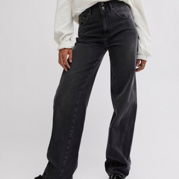 NEW Free People sz 26 Black Aster Straight Leg Jeans - Picture 4 of 9